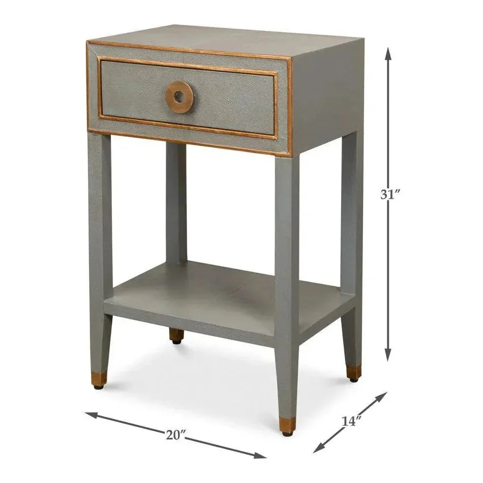 Gabriella Shagreen Nightstand Storm Grey - LOOMLAN - Sarreid - Nightstands