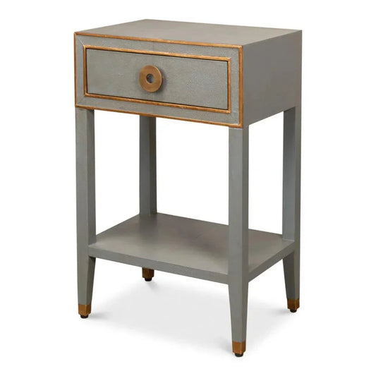 Gabriella Shagreen Nightstand Storm Grey - LOOMLAN - Sarreid - Nightstands
