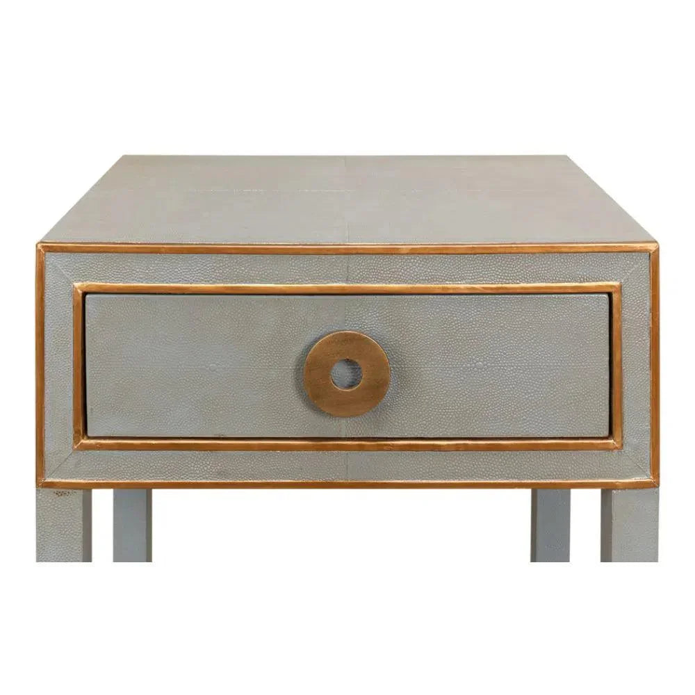 Gabriella Shagreen Nightstand Storm Grey - LOOMLAN - Sarreid - Nightstands