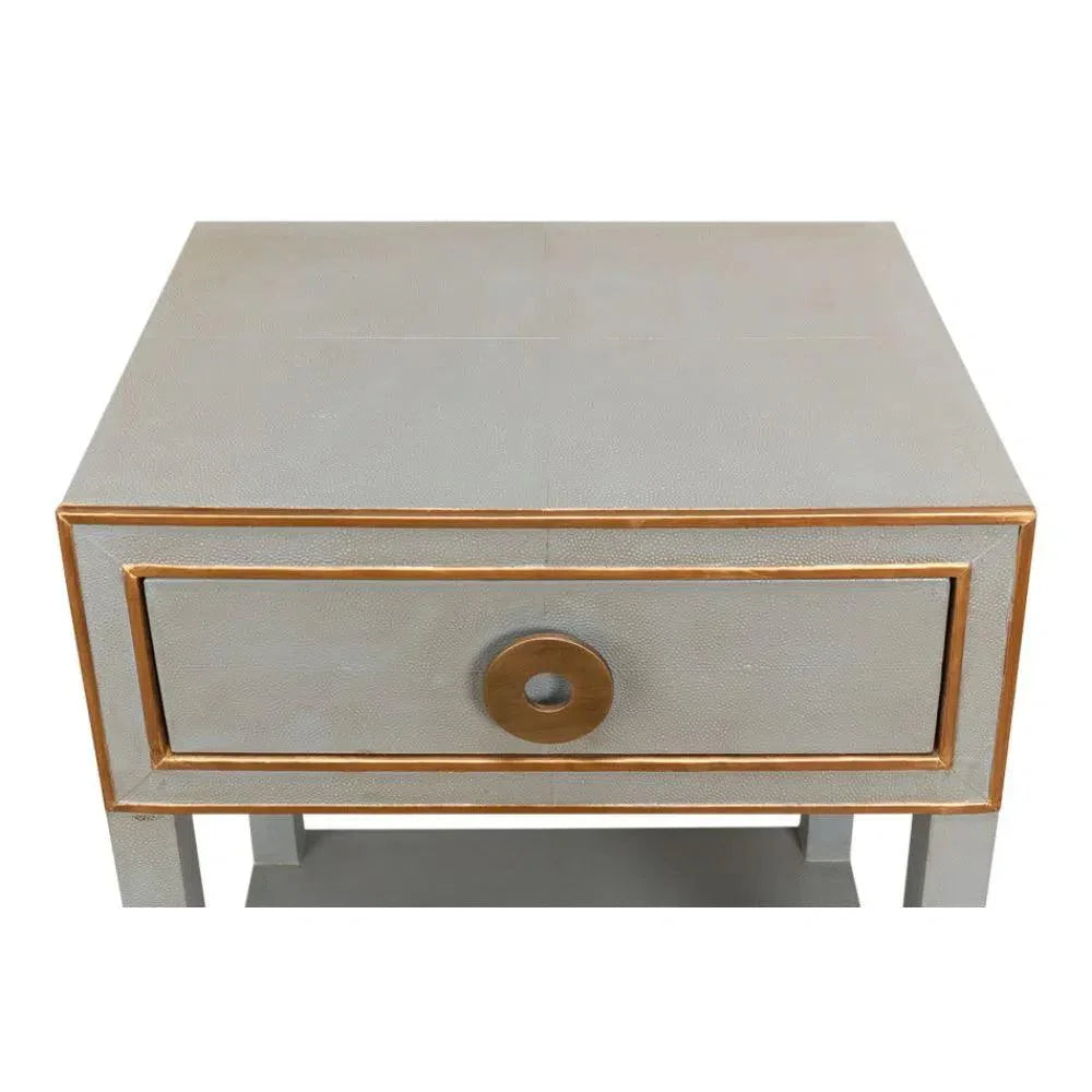Gabriella Shagreen Nightstand Storm Grey - LOOMLAN - Sarreid - Nightstands