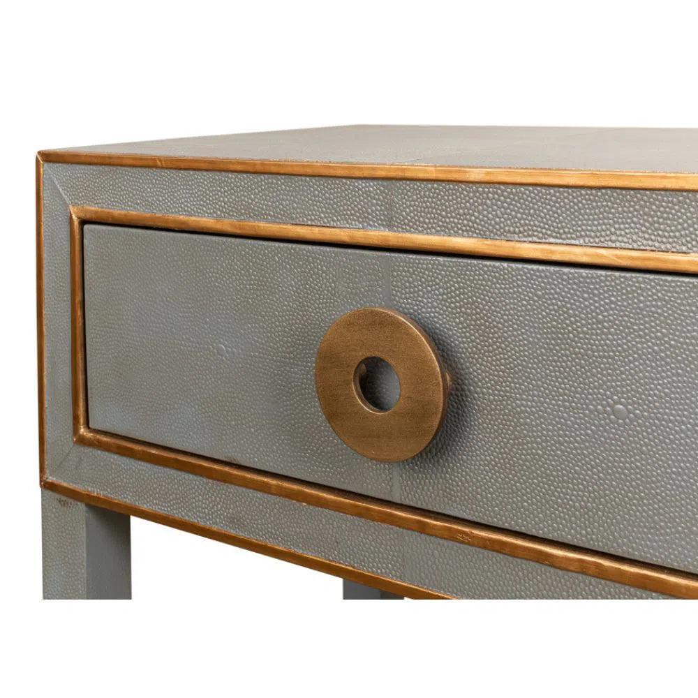 Gabriella Shagreen Nightstand Storm Grey - LOOMLAN - Sarreid - Nightstands
