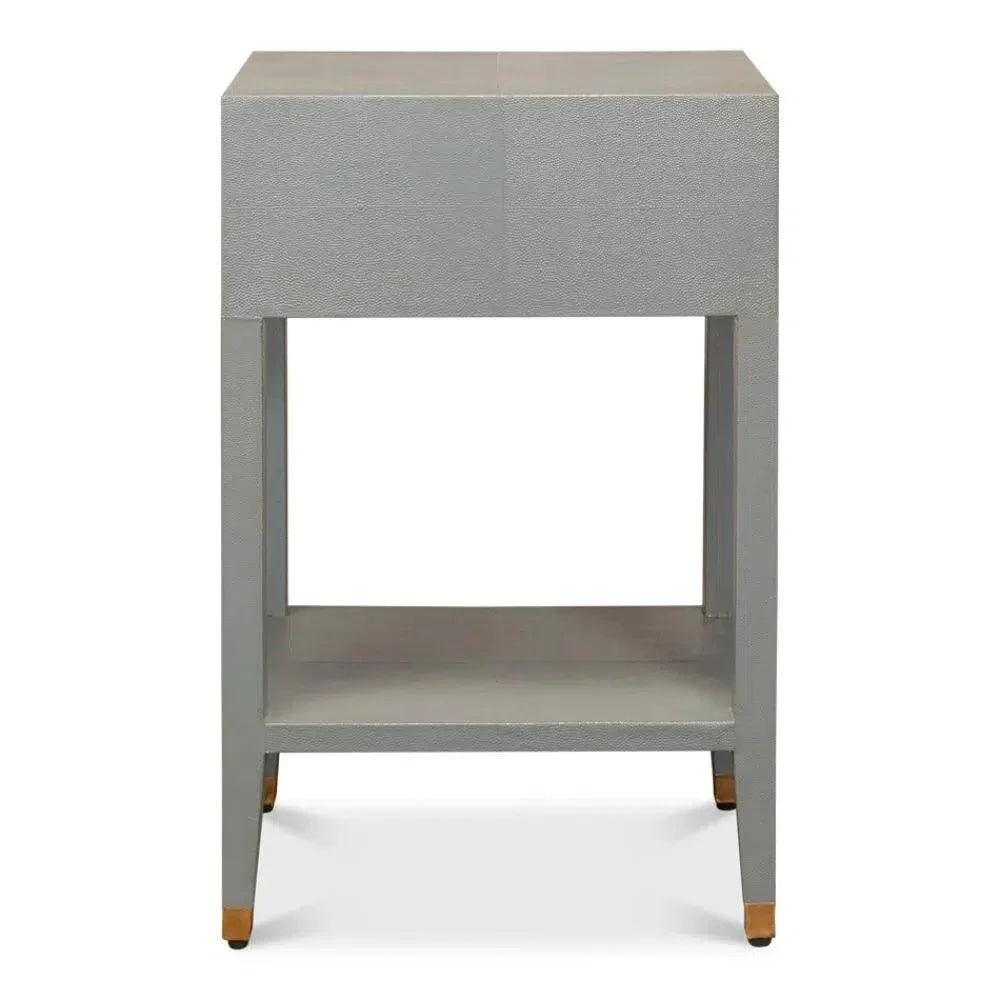 Gabriella Shagreen Nightstand Storm Grey - LOOMLAN - Sarreid - Nightstands