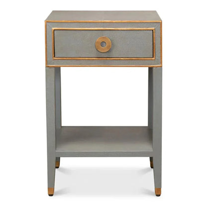Gabriella Shagreen Nightstand Storm Grey - LOOMLAN - Sarreid - Nightstands