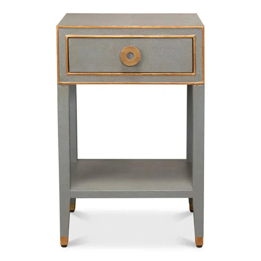Gabriella Shagreen Nightstand Storm Grey - LOOMLAN - Sarreid - Nightstands