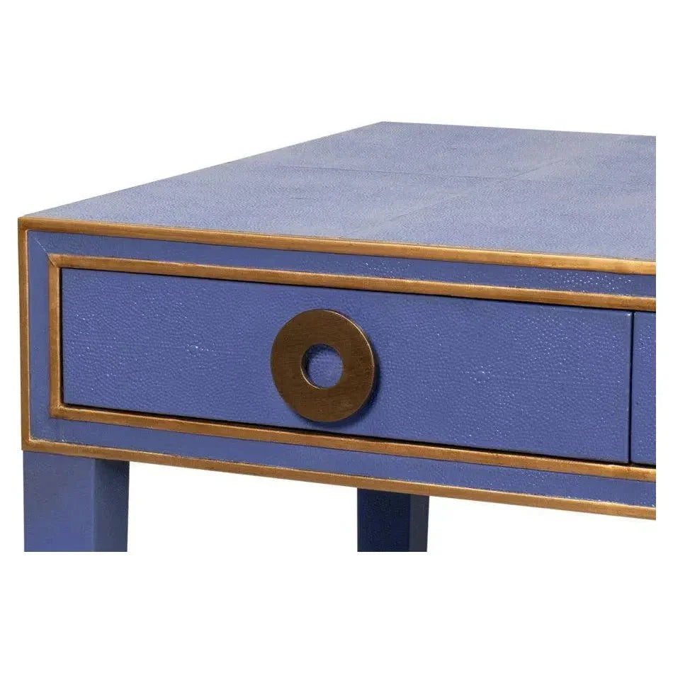 Gabriella Shagreen & Wood Blue Rectangular Desk/Table - LOOMLAN - Side Tables