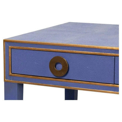 Gabriella Shagreen & Wood Blue Rectangular Desk/Table - LOOMLAN - Side Tables