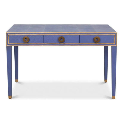 Gabriella Shagreen & Wood Blue Rectangular Desk/Table - LOOMLAN - Side Tables
