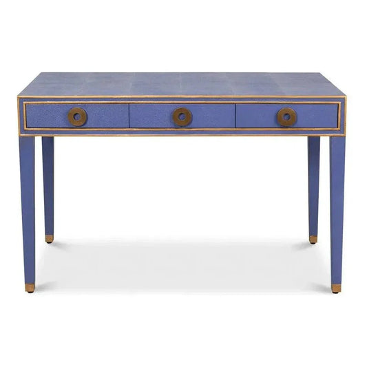 Gabriella Shagreen & Wood Blue Rectangular Desk/Table - LOOMLAN - Side Tables