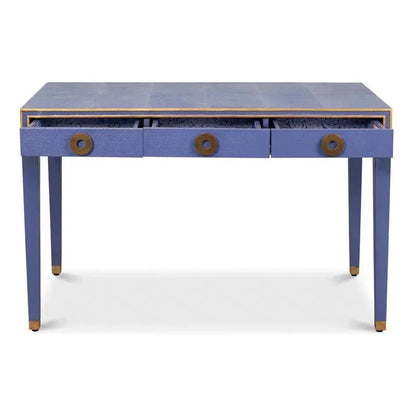 Gabriella Shagreen & Wood Blue Rectangular Desk/Table - LOOMLAN - Side Tables