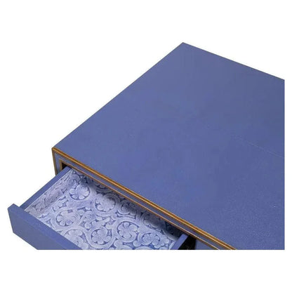 Gabriella Shagreen & Wood Blue Rectangular Desk/Table - LOOMLAN - Side Tables