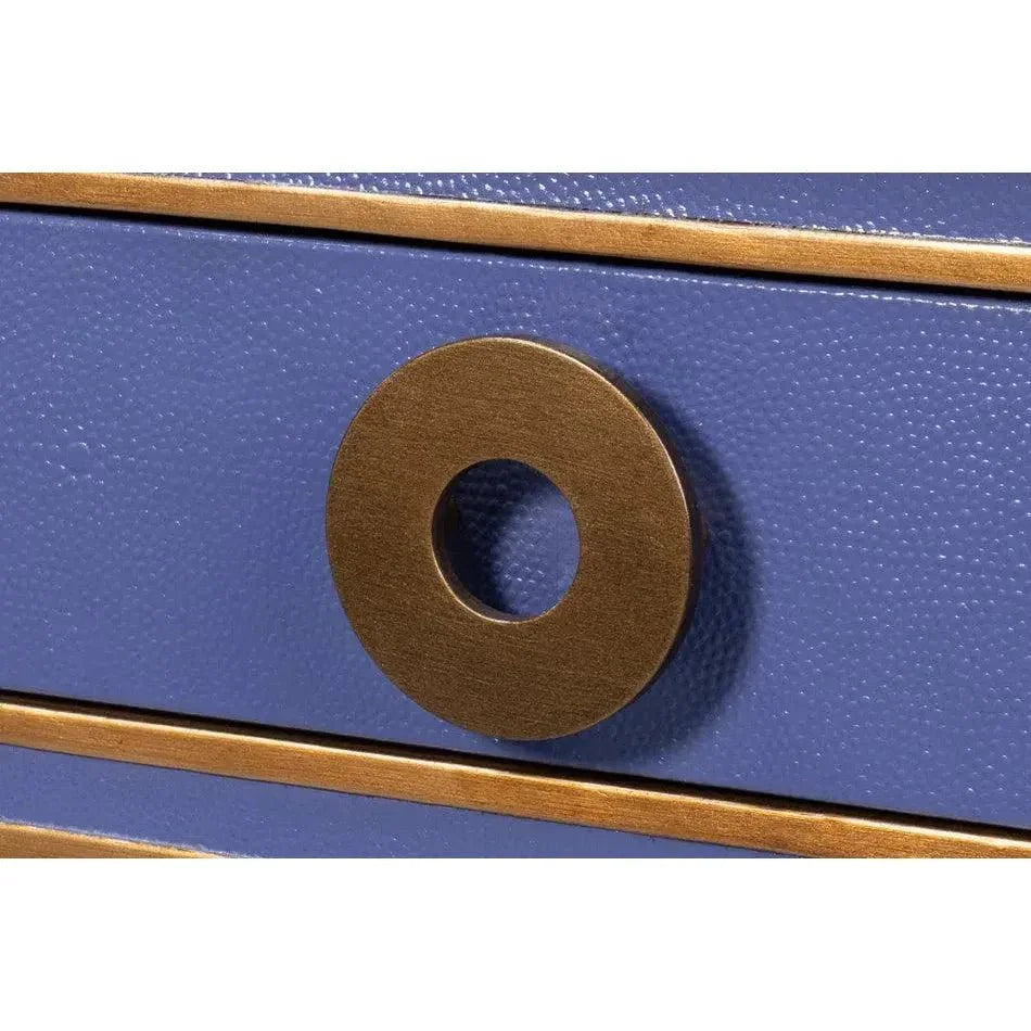 Gabriella Shagreen & Wood Blue Rectangular Desk/Table - LOOMLAN - Side Tables