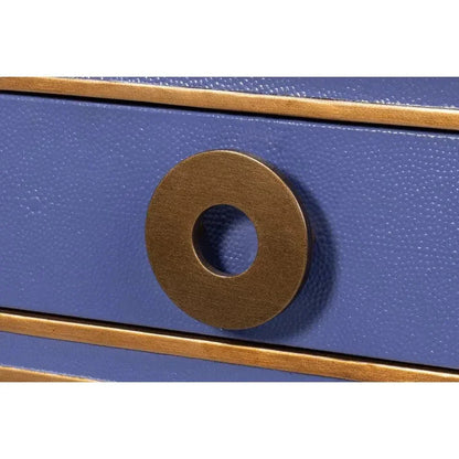 Gabriella Shagreen & Wood Blue Rectangular Desk/Table - LOOMLAN - Side Tables