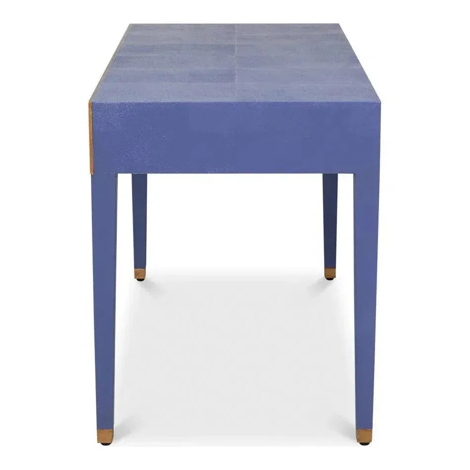 Gabriella Shagreen & Wood Blue Rectangular Desk/Table - LOOMLAN - Side Tables