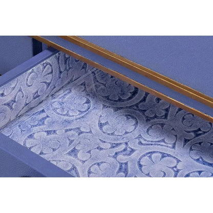 Gabriella Shagreen & Wood Blue Rectangular Desk/Table - LOOMLAN - Side Tables