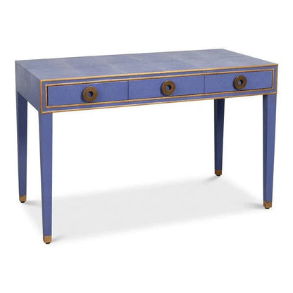 Gabriella Shagreen & Wood Blue Rectangular Desk/Table - LOOMLAN - Side Tables