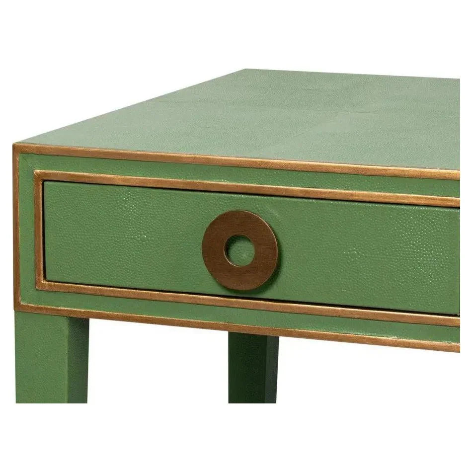 Gabriella Shagreen & Wood Green Rectangular Desk/Table - LOOMLAN - Sarreid - Side Tables