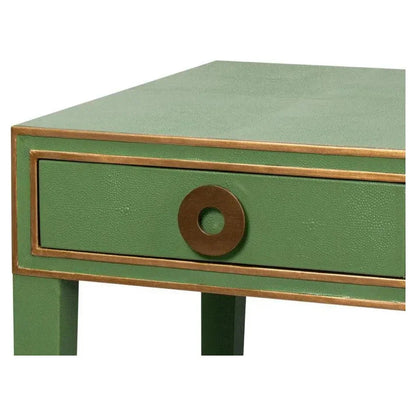 Gabriella Shagreen & Wood Green Rectangular Desk/Table - LOOMLAN - Sarreid - Side Tables