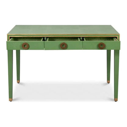 Gabriella Shagreen & Wood Green Rectangular Desk/Table - LOOMLAN - Sarreid - Side Tables