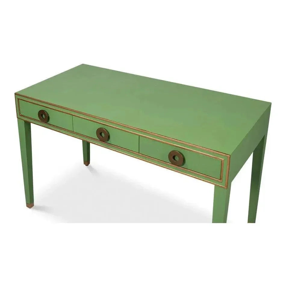 Gabriella Shagreen & Wood Green Rectangular Desk/Table - LOOMLAN - Sarreid - Side Tables