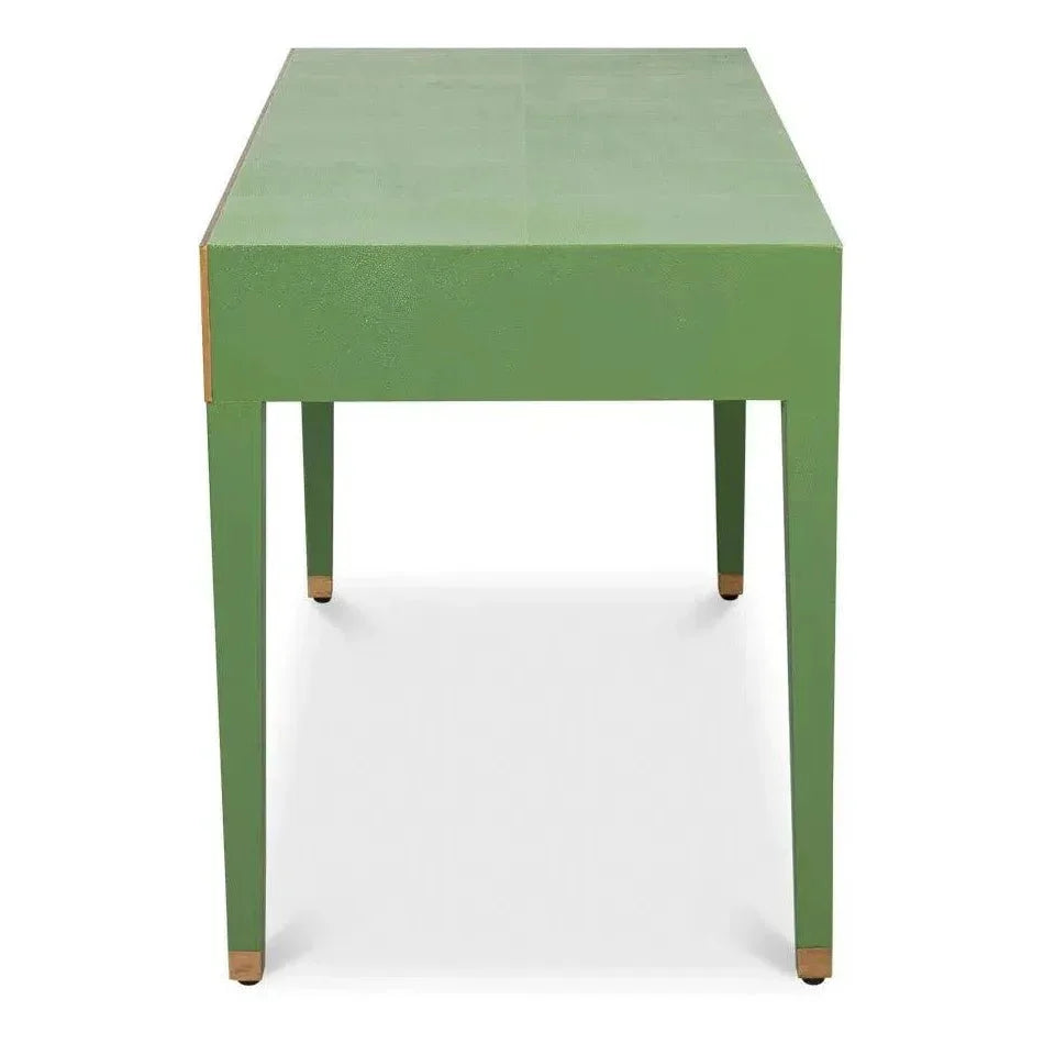 Gabriella Shagreen & Wood Green Rectangular Desk/Table - LOOMLAN - Sarreid - Side Tables