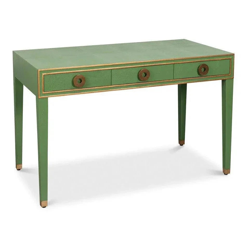 Gabriella Shagreen & Wood Green Rectangular Desk/Table - LOOMLAN - Sarreid - Side Tables