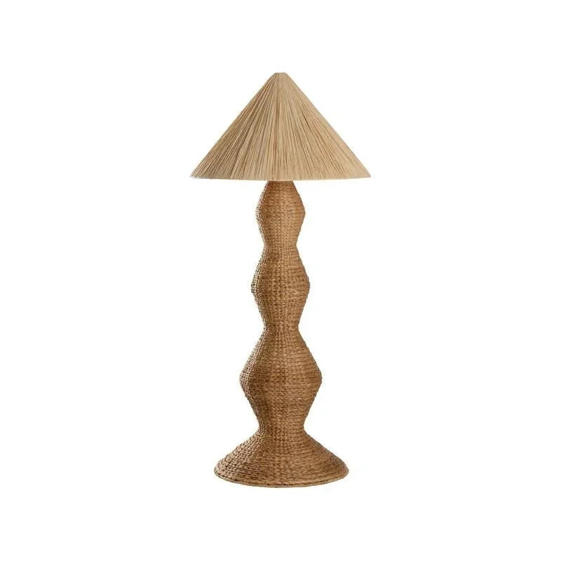 Gael Sculptural Looked Rattan Floor Lamp-Floor Lamps-Wildwood-LOOMLAN