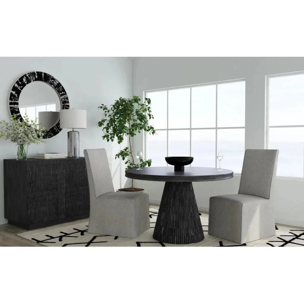 Gaines Solid Wood Black Round Dining Table-Dining Tables-Bassett Mirror-LOOMLAN