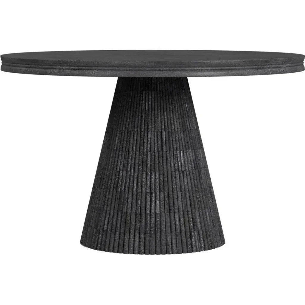 Gaines Solid Wood Black Round Dining Table-Dining Tables-Bassett Mirror-LOOMLAN