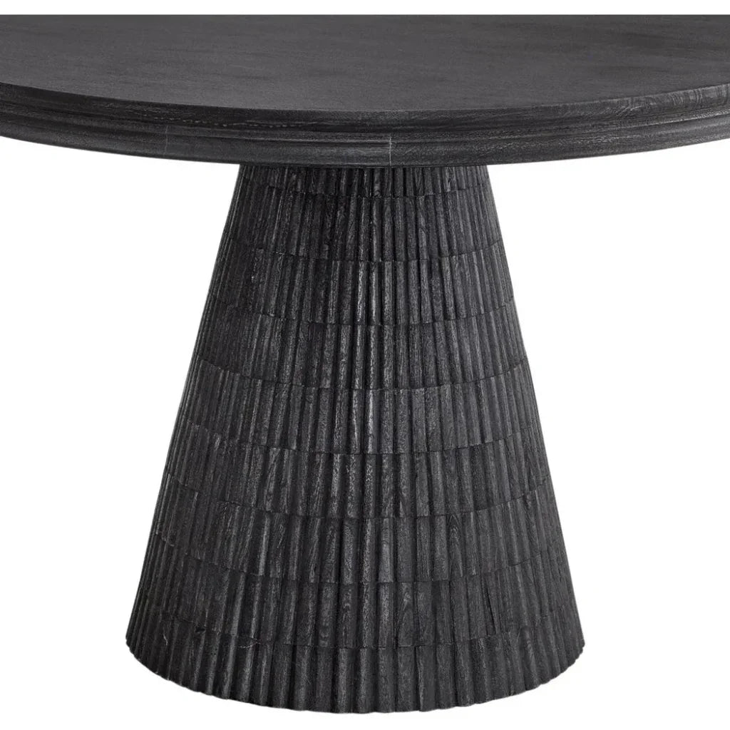Gaines Solid Wood Black Round Dining Table-Dining Tables-Bassett Mirror-LOOMLAN