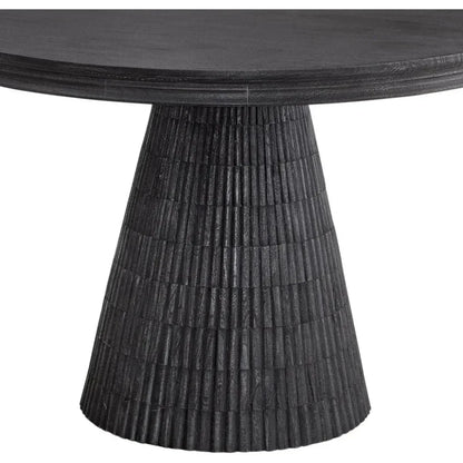 Gaines Solid Wood Black Round Dining Table-Dining Tables-Bassett Mirror-LOOMLAN