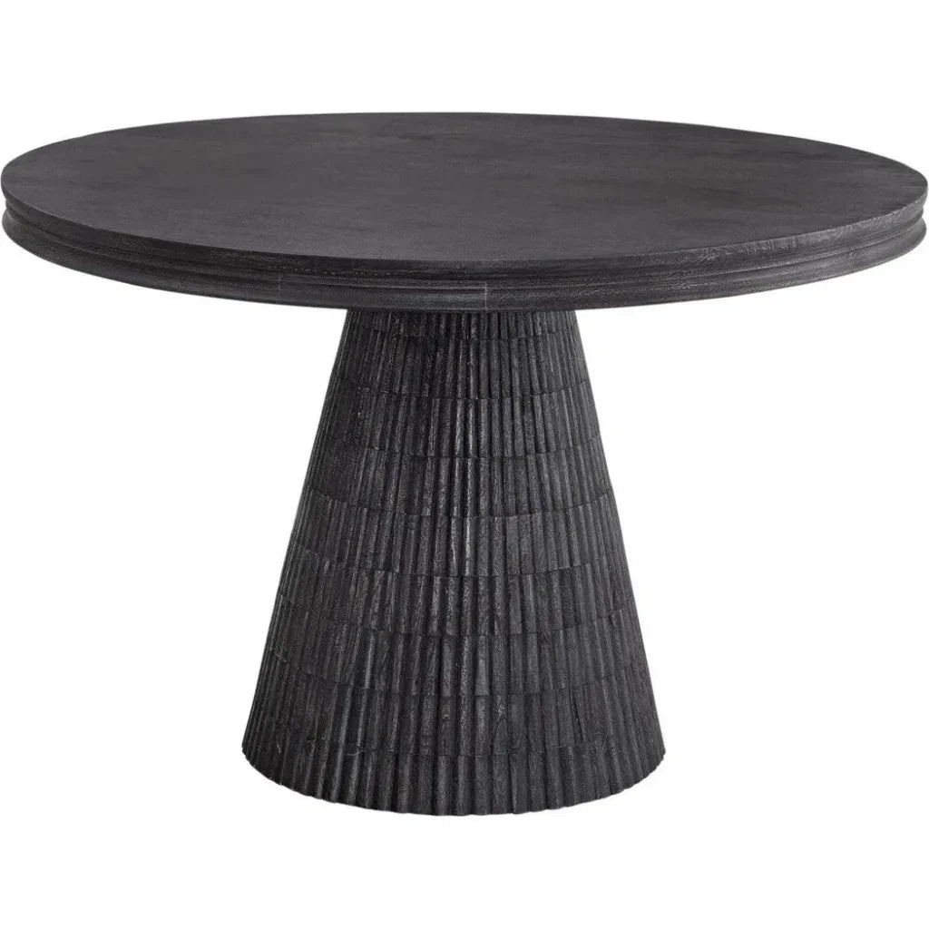Gaines Solid Wood Black Round Dining Table-Dining Tables-Bassett Mirror-LOOMLAN