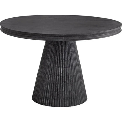 Gaines Solid Wood Black Round Dining Table-Dining Tables-Bassett Mirror-LOOMLAN