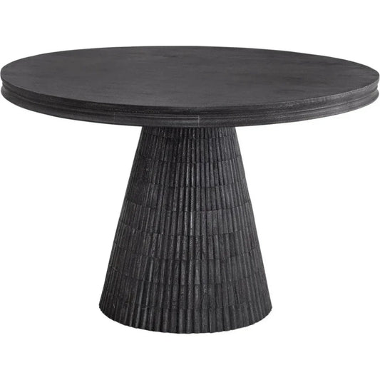 Gaines Solid Wood Black Round Dining Table-Dining Tables-Bassett Mirror-LOOMLAN