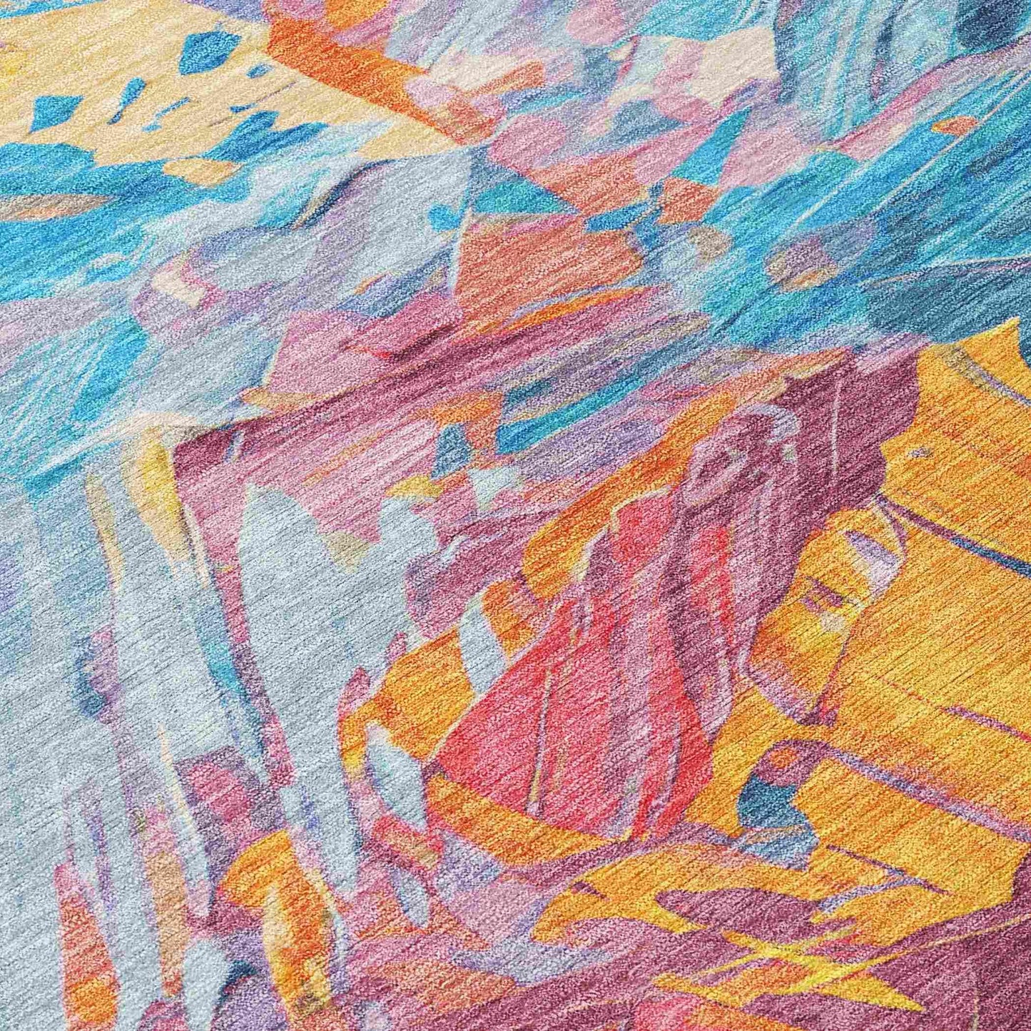 Galain Blue Washable Indoor-Outdoor Rug