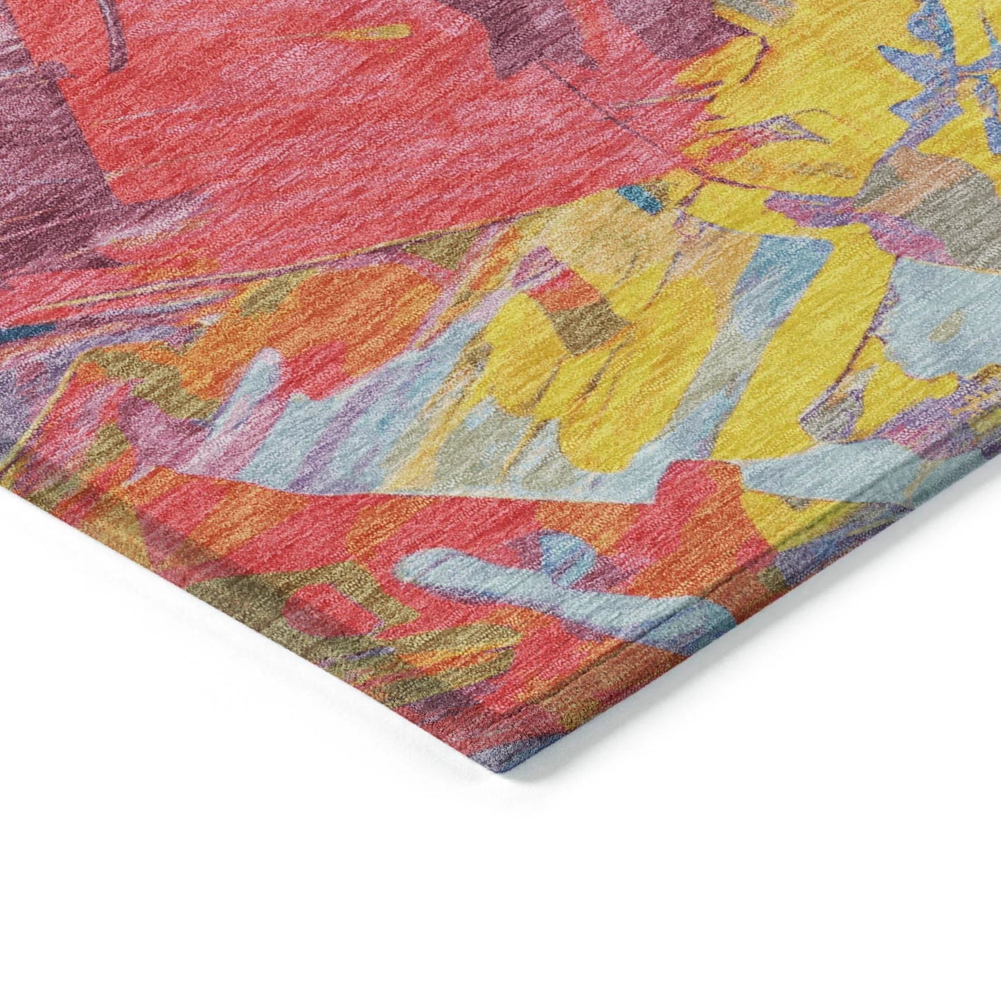 Galain Blue Washable Indoor-Outdoor Rug