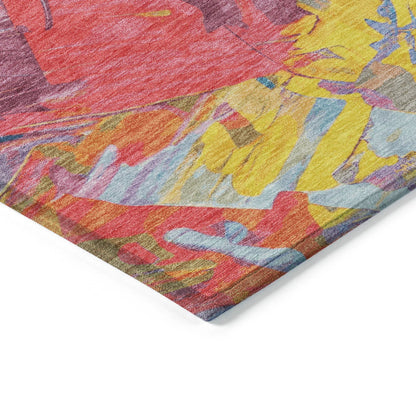 Galain Blue Washable Indoor-Outdoor Rug