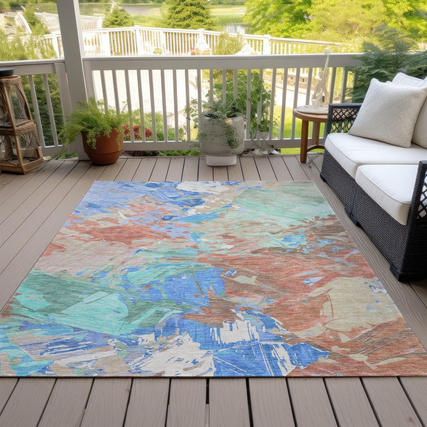 Galain Orange Washable Indoor-Outdoor Rug