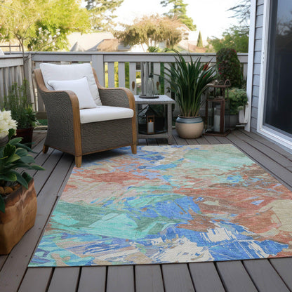 Galain Orange Washable Indoor-Outdoor Rug