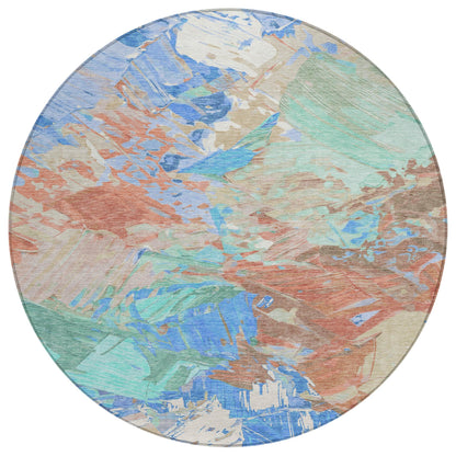 Galain Orange Washable Indoor-Outdoor Rug