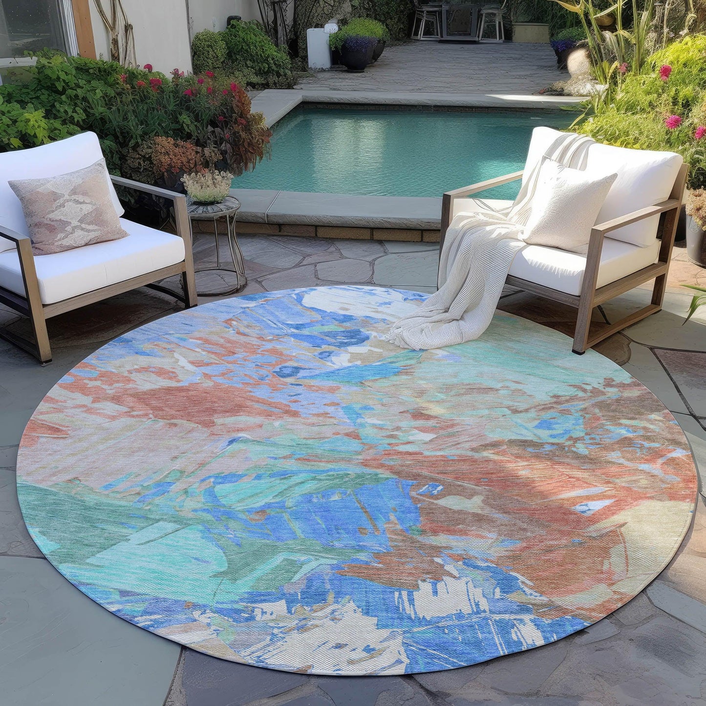 Galain Orange Washable Indoor-Outdoor Rug