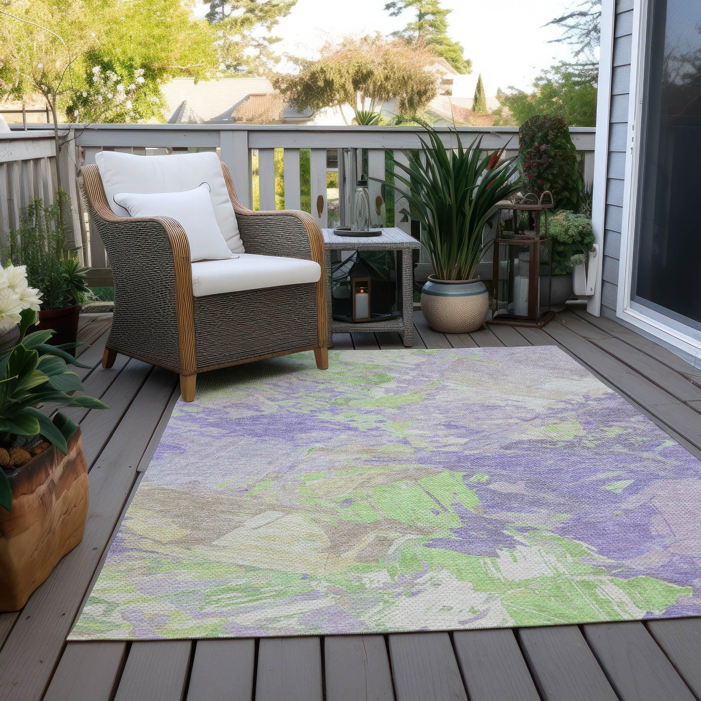 Galain Purple Washable Indoor-Outdoor Rug