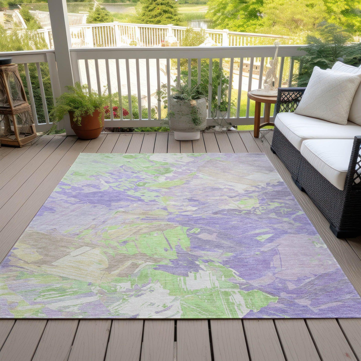 Galain Purple Washable Indoor-Outdoor Rug