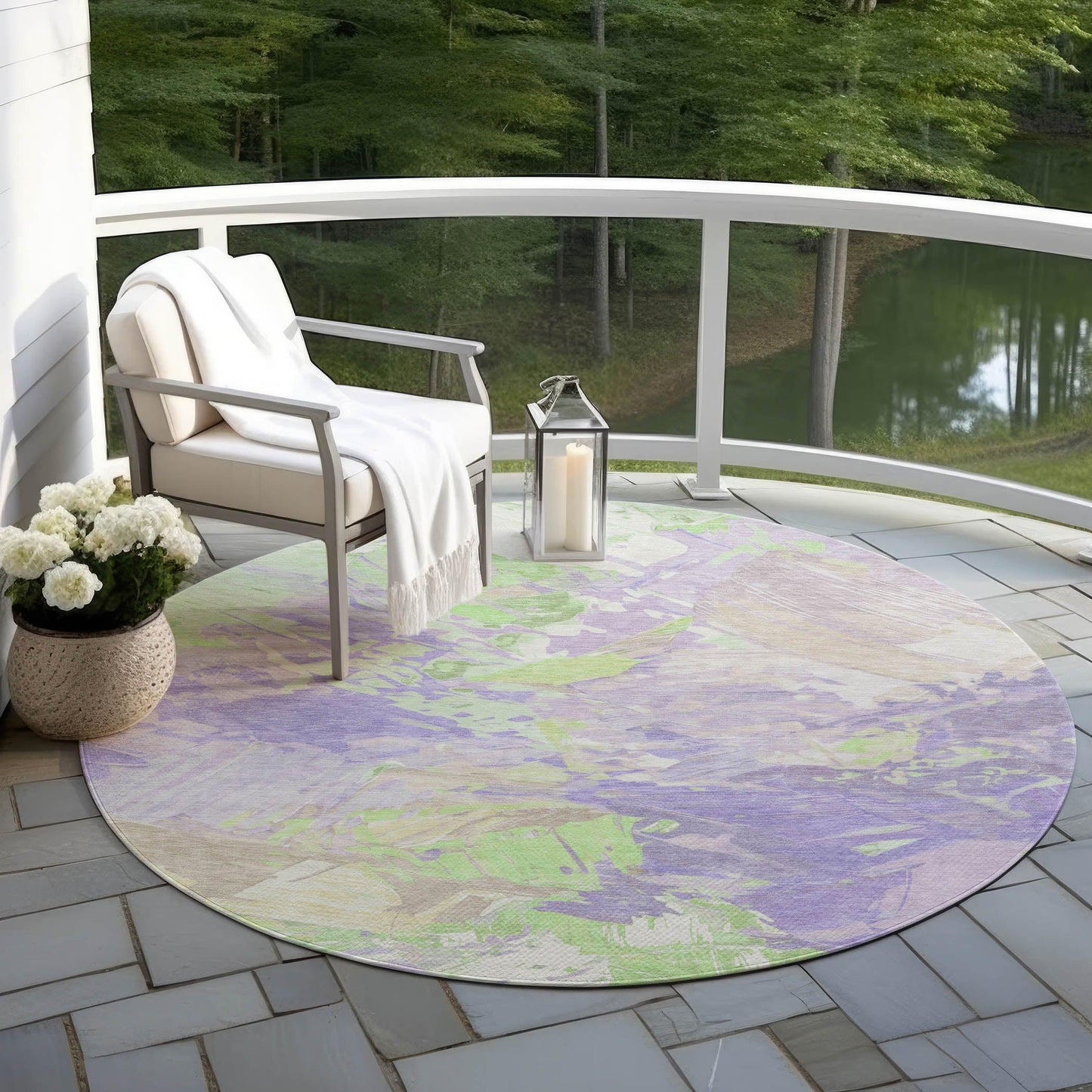 Galain Purple Washable Indoor-Outdoor Rug