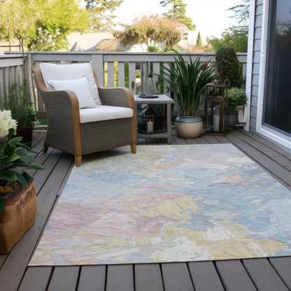 Galain Sky Washable Indoor-Outdoor Rug