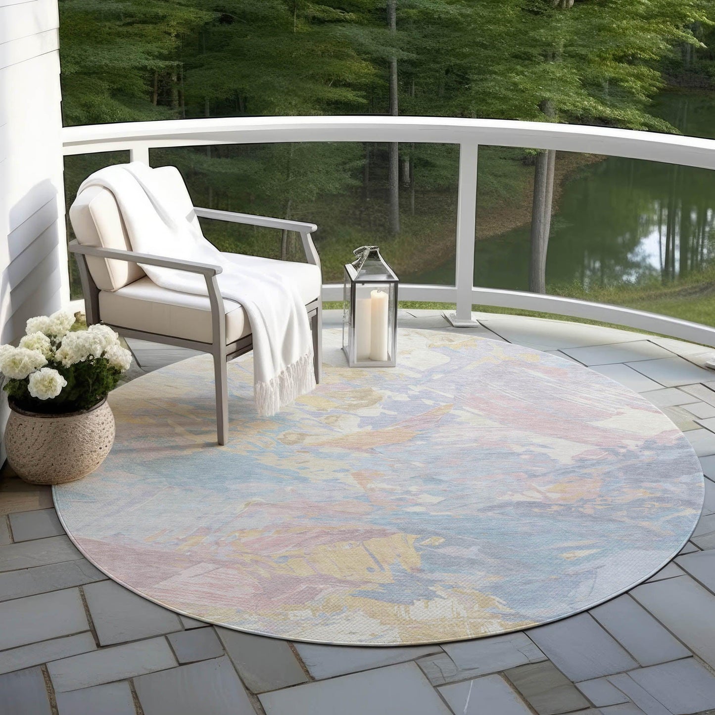 Galain Sky Washable Indoor-Outdoor Rug