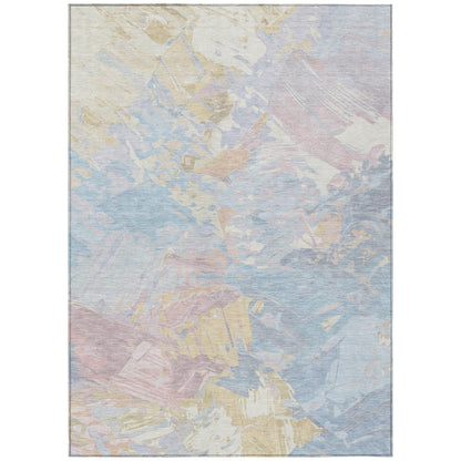 Galain Sky Washable Indoor-Outdoor Rug