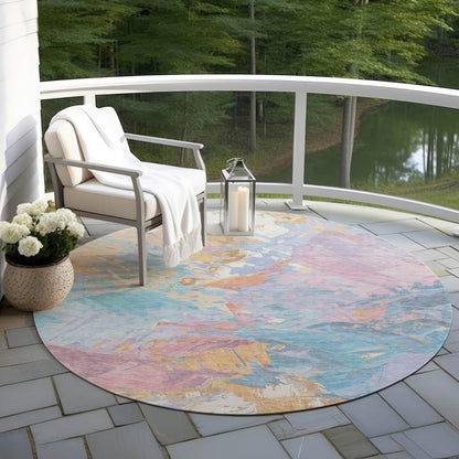 Galain Teal Washable Indoor-Outdoor Rug