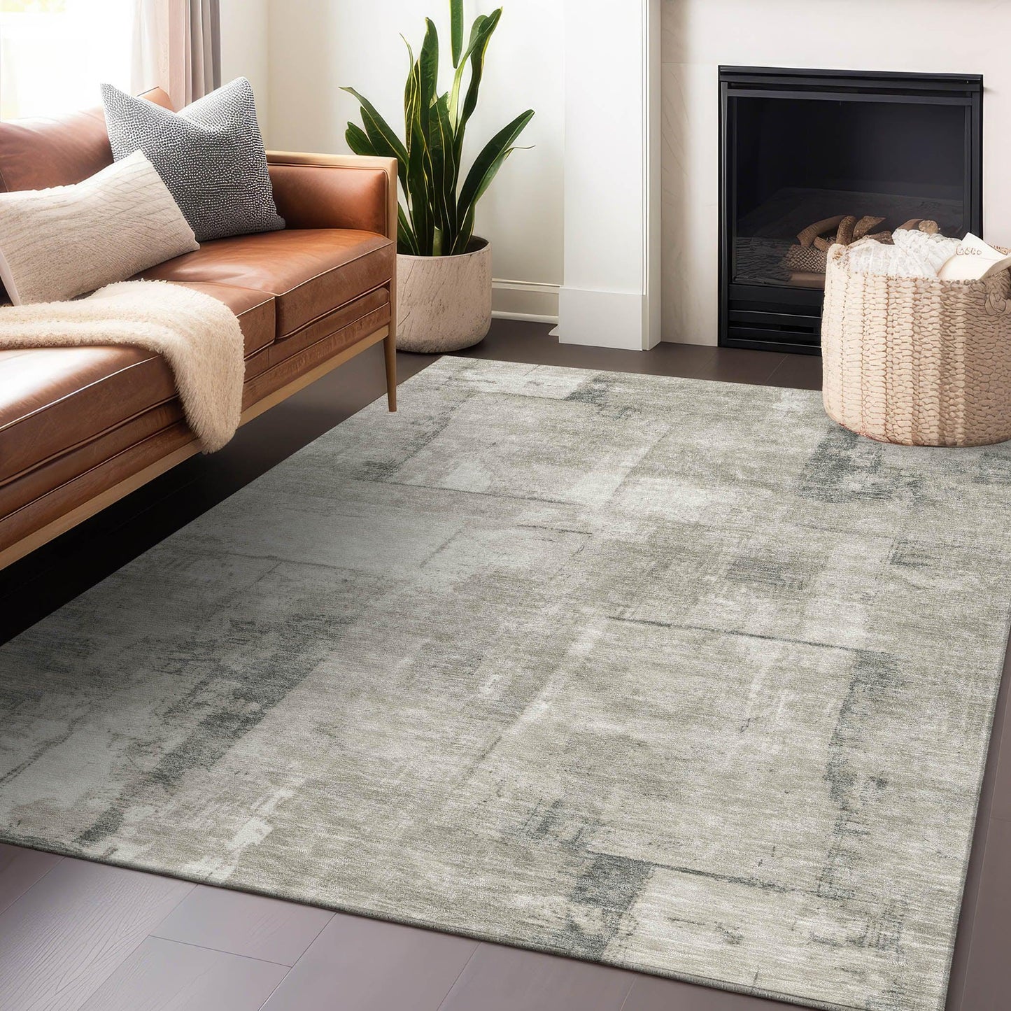 Galanor Brown Washable Indoor-Outdoor Rug