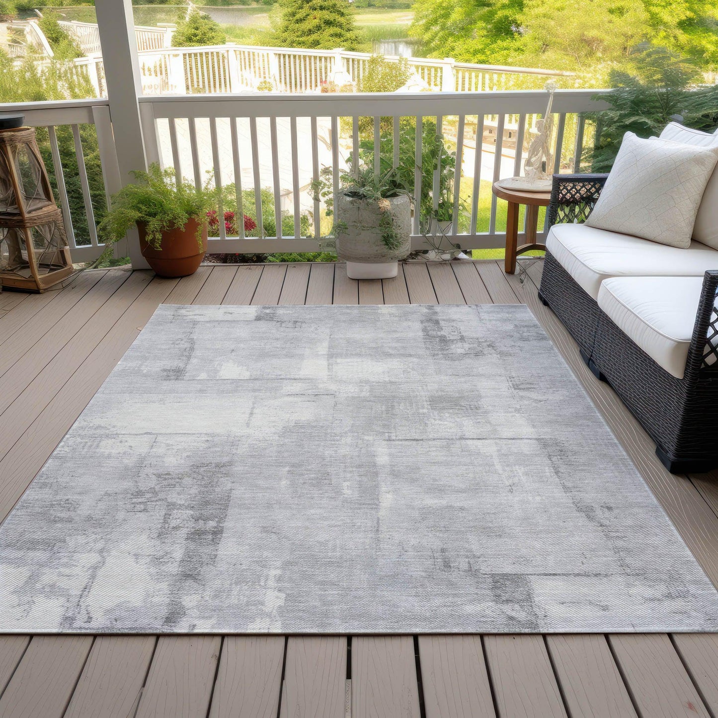 Galanor Gray Washable Indoor-Outdoor Rug