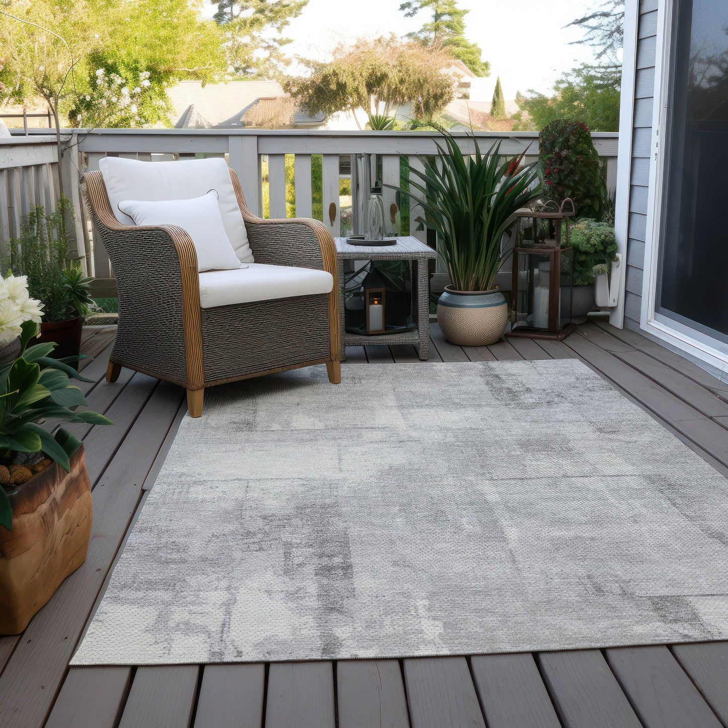 Galanor Gray Washable Indoor-Outdoor Rug